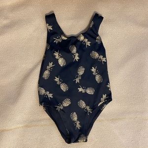 Pineapple Black and Gold Bathing Suit - 12 M